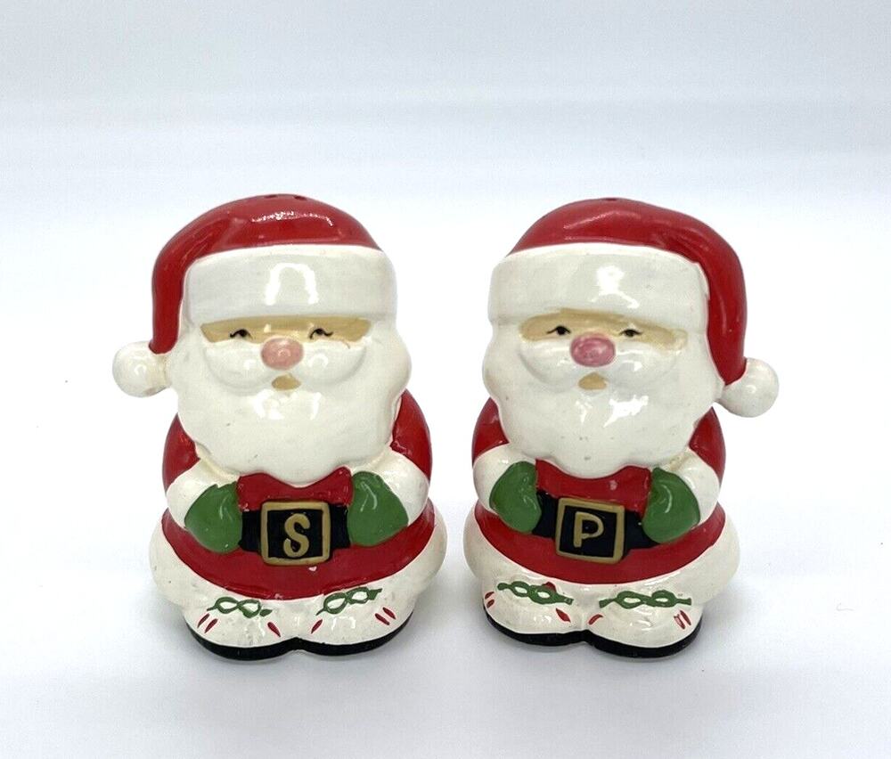 Enesco Vintage Santa Salt & Pepper Shakers Designed in Sri Lanka